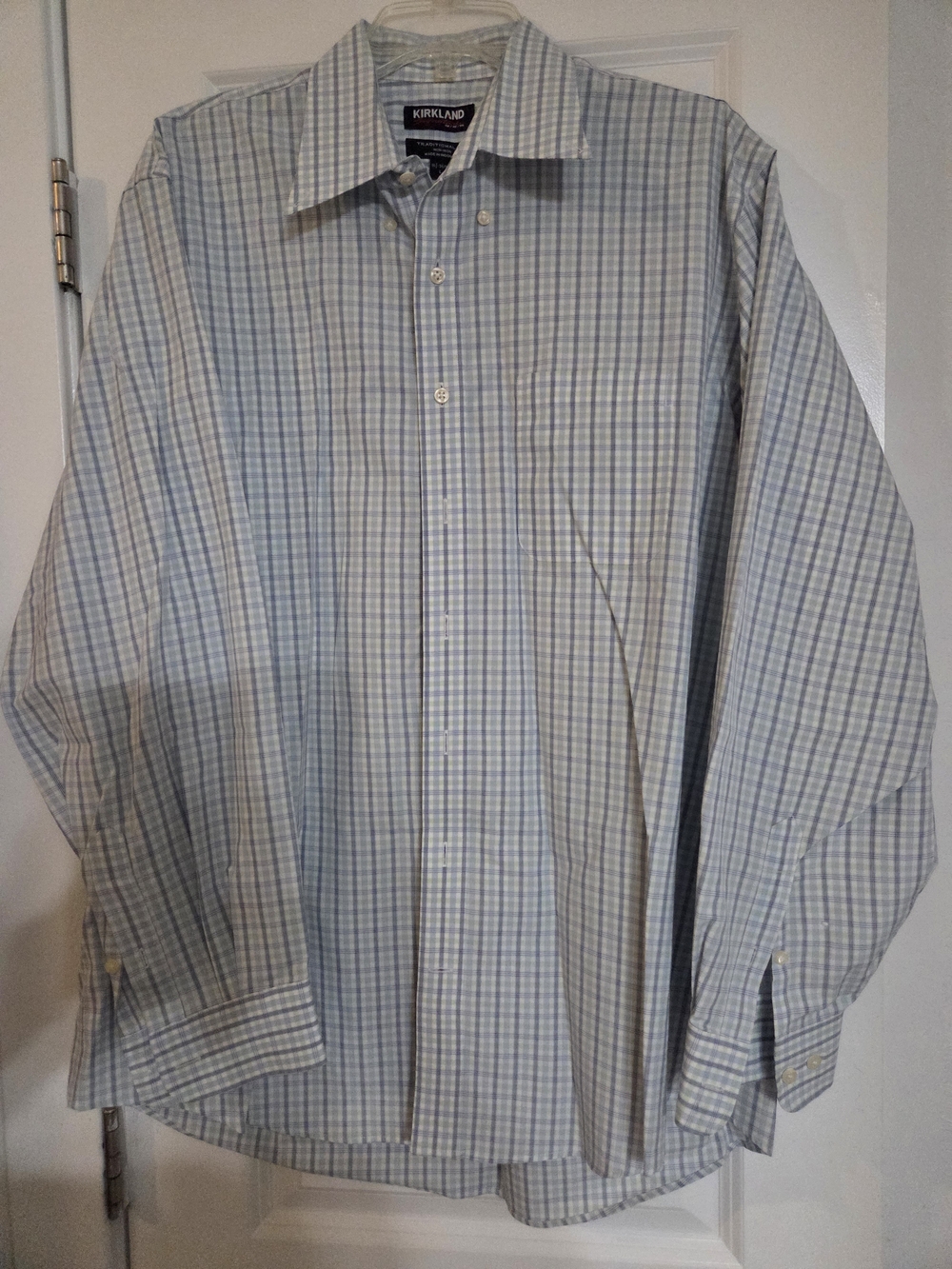 Blue and White Checked Dress Shirt